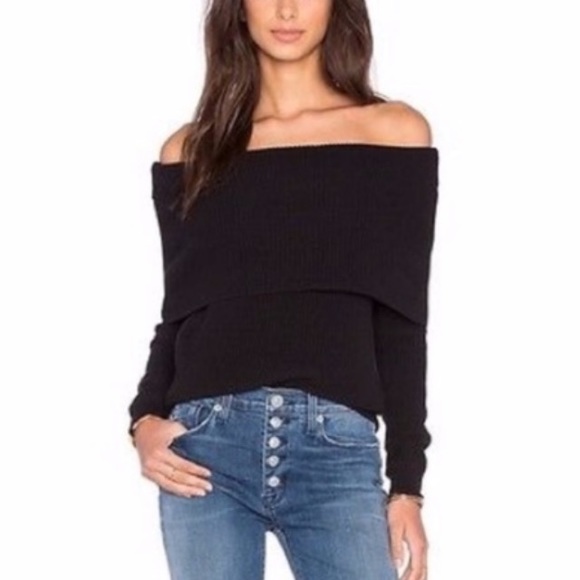 Lovers + Friends Sweaters - Lovers + Friends Black Off Shoulder Sweater